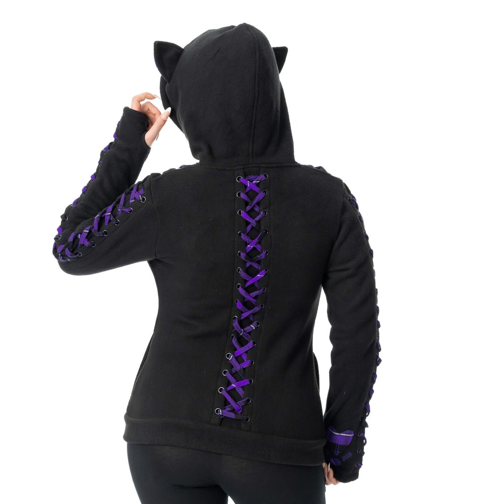 Bye Bye Kitty - Bbk Calico Hoodie - Black/Purple